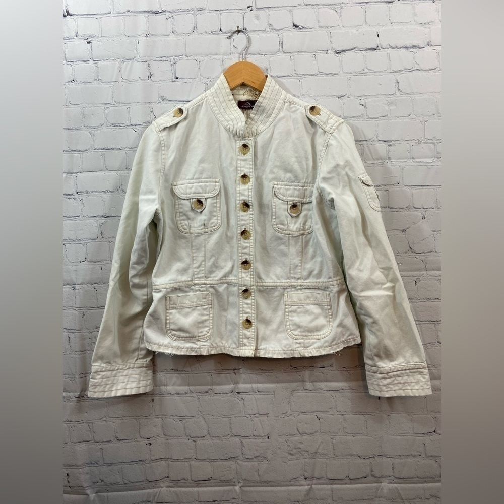 Jordache Ivory Distressed Military Y2K Womens Juniors Size XL 15/17 Light Jacket